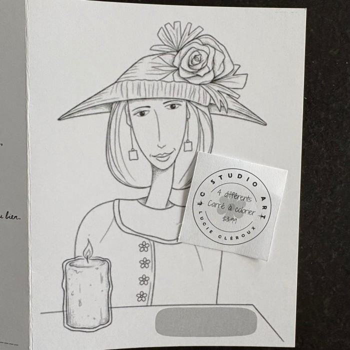 Carte à colorier  Lady bougie